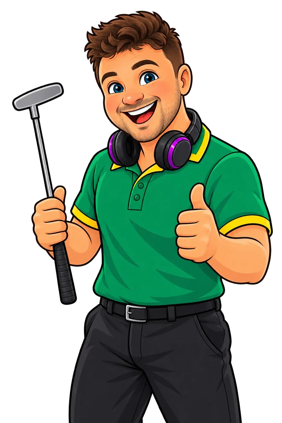 Official illustration of Aaron with a putter